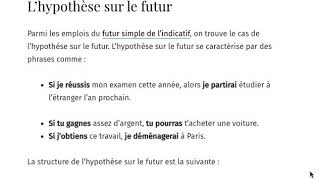 Hypothèse sur le futur  formation et exemples [upl. by Vladamir674]