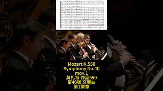 Mozart K550 Symphony No40 mov1 Shorts 莫札特 作品550 交響曲 第40號 第1樂章 モーツァルト Score Sheet 譜 谱 楽譜付き 【Kero】 [upl. by Neyu564]