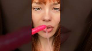 Asmr  edible lipgloss 💄 longer video on the channel 😊 mukbang candy asmr asmrmouthsounds [upl. by Alegnasor747]