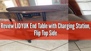 Review LIDYUK End Table with Charging Station Flip Top Side Table with USB Ports and Outlets Night [upl. by Hemingway997]