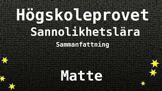 Högskoleprovet Sannolikhetslära Sammanfattning  Matte Kvantitativa KVA NOG [upl. by Rubia]