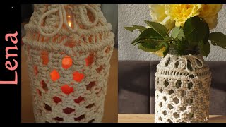 𝗠𝗮𝗰𝗿𝗮𝗺𝗲 with 𝗟𝗲𝗻𝗮 🕯️ Boho Vase Sommerglas 🕯️ Makramee Windlicht 🕯️ Macrame jar 🕯️ Candle Jar cover [upl. by Aihgn342]