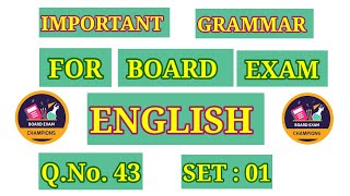 SET  01  Q43 ENGLISH  CLASS X  IMPORTANT GRAMMAR FOR BOARD EXAM NCERTCBSE [upl. by Leanora]