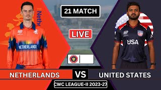 United States vs Netherlands 21st ODI Match Live Scores  USA vs NED Live Commentary [upl. by Rozalie]