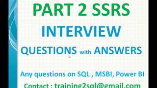 SSRS Interview Questions with Answers Part 2 [upl. by Ladin911]