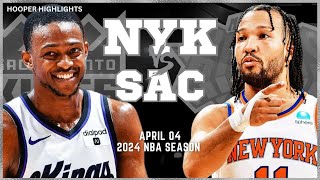 Sacramento Kings vs New York Knicks Full Game Highlights  Apr 4  2024 NBA Season [upl. by Yldarb]