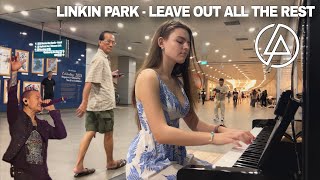 I played LINKIN PARK  LEAVE OUT ALL THE REST on piano in public [upl. by Lazes633]