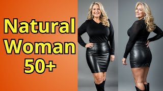 Leather Mini Skirt and Black Boots for Natural Older Women Over 50  Fashion Tips [upl. by Llesirg]