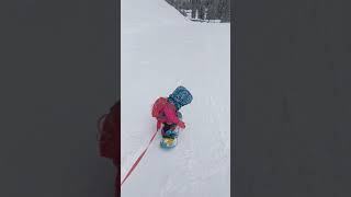 2 year old snowboarding Burton Riglet MDXONE harness [upl. by Nauqahs28]