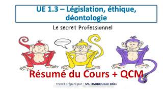 Secret professionnel  Résumé du Cours  QCM  UE 13 – Législation éthique déontologie [upl. by Adnoyek306]