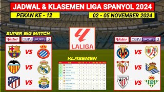 Jadwal Liga Spanyol Pekan Ke 12  Barcelona vs Espanyol  Real Madridvs Valencia  Laliga 20242025 [upl. by Yllor714]