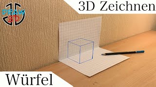 3D Würfel Zeichnen lernen für Anfänger Die Selbst Erstellen Kannst Tutorial [upl. by Nilyahs]