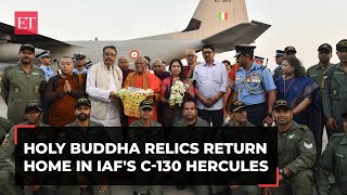 Holy Buddha Relics return home in IAFs C130 Hercules after sacred journey to Thailand [upl. by Moises]