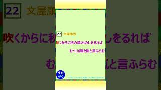 【百人一首の歌】21～24番 うたがく＝歌で覚える 勉強 学習】赤文字だけで下の句が特定できるよ Shorts 百人一首 ＃歌 [upl. by Randie]