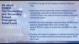 ESSER Funding in SAISD [upl. by Narih]