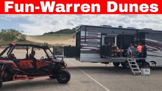 Luxe Toy Hauler 48FB  16 foot garage with side patio  Photo shoot Warren Dunes State Park [upl. by Rema]