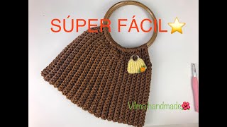 BOLSO MARRON a crochet fácil rapido de tejer y muy bonito easy crochet bag [upl. by Haya]