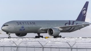 KLM SkyTeam Livery 777300ER PHBVD Landing at Calgary Airport [upl. by Langdon427]