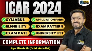 ICAR Eligibility Syllabus Exam Pattern ICAR Application form 2024 CUET ICAR 2024 Complete Detail [upl. by Nanaj430]