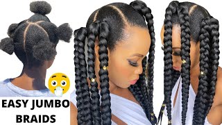 🔥How To EASY BOX BRAIDS  RUBBER BAND METHOD Protective Style 500K GIVEAWAY  CLOSED Tupo1 [upl. by Annoit]