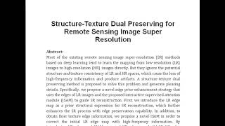 Structure Texture Dual Preserving for Remote Sensing Image Super Resolution [upl. by Etteiluj961]