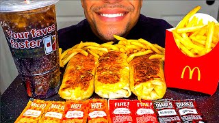 McDonalds French Fries Grilled Cheese Burritos Big Bites Eating Show Mouth Sounds No Talking [upl. by Adli261]