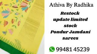 Restock Update  Pure Handloom Pondur Khadi Jamdani Sarees pondurukhadi khadijamdani khadi [upl. by Tnairb299]