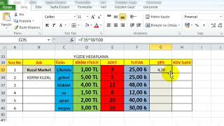 EXCEL  Yüzde 18 KDV Hesaplama [upl. by Aisetra583]