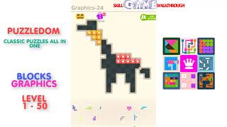 Puzzledom  Blocks Graphics Level 1  50  Walkthrough [upl. by Ayotol100]