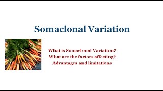 What is Somaclonal Variation Definition Factors affecting Advantages and Limitations [upl. by Roselane]