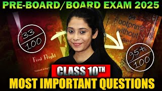 Class 10 English Most Important Questions 2025  PreBoardsBoards  Class 10 English [upl. by Otes]