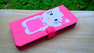 DIY Hello Kitty Phone CaseCover from Cardboard Cardboard Craft Ideas  How to Make Easy Phone Case [upl. by Anitnatsnoc269]