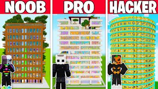 NOOB vs PRO vs HACKER EN UZUN APARTMAN YAPI KAPIŞMASI  Minecraft [upl. by Ahsimot930]