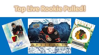 Top Live Rookie Pulled 202324 Upper Deck Artifacts Hockey [upl. by Ceporah]