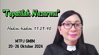 Hakimhakim 112940 TEPATILAH NAZARMU MTPJ GMIM 2026 Oktober 2024 [upl. by Platto]