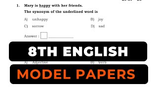 8th Class SA 2 English Model Paper 1 2023 2024  8th Standard Final Exam Question paper [upl. by Hairahcez]