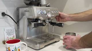 Breville Barista Express Espresso  How to Make a Latte [upl. by Attalie]