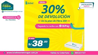 Fibra 200 Bitel Hogar pagalo con Bipay y Obten 30  Dscto bitel [upl. by Trainer]