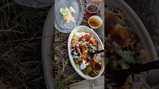 Dinner for the street festival is veggie burrito bowl with mango habanero sauce [upl. by Yetsirhc507]