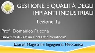 Gestione e qualità degli impianti industriali Lezione 1a [upl. by Atiner411]