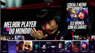 T1 vs FOX  KERIA de EZREAL SUPORTE e NEEKO MELHOR PLAY [upl. by Jilly]