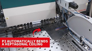 Salvagnini panel bender P2 automatically bends a heptagonal ceiling [upl. by Atiuqehs]