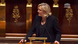 Discours de Marine Le Pen sur la motion de censure contre le gouvernement [upl. by Merrel]