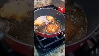 Cooking Manischewitz potato pancake mix potatopancake hotoil [upl. by Bright]