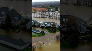 Underwater Massive Storm Surge Hits New Buffalo Michigan Drone Footage storm flood [upl. by Apurk341]