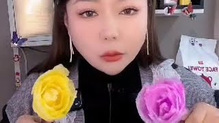 Frozen ice flowers 🌹 mukbang eating 🥶 fengasmr [upl. by Beale]