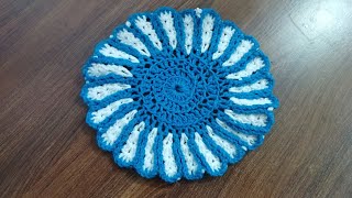 Thalposh round design Woolen round design crochet diy knitting [upl. by Fortunio183]