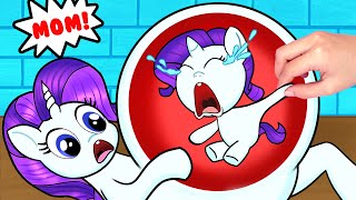 Oh No Rescue Rarity Baby  MY LITTLE PONY  Stop Motion Paper [upl. by Aredna612]