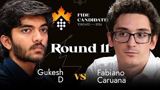 Round 11  Gukesh D vs Fabiano Caruana  FIDE Candidates 2024 [upl. by Adnir68]