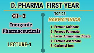 HaematinicsInorganic pharmaceuticalsL1CH3DPharm first year [upl. by Pitt]